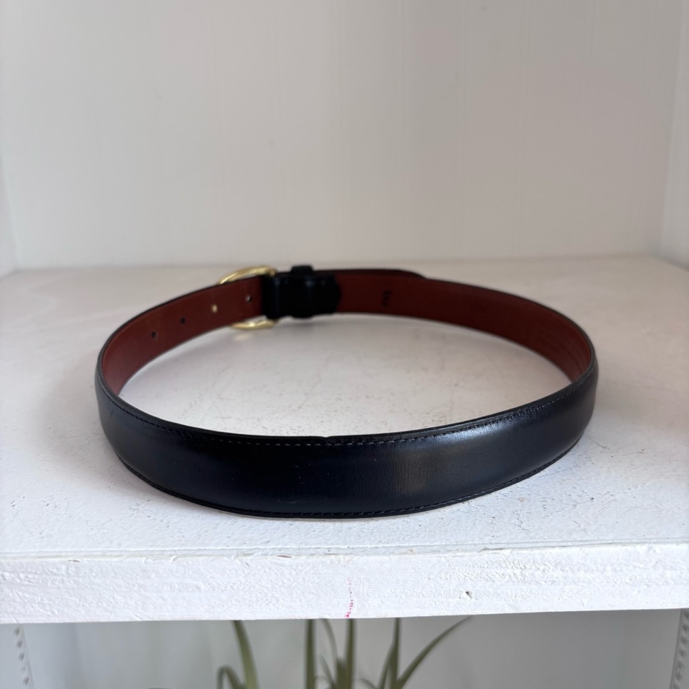 Vintage Coach Classic Black French Calfskin Belt with Gold Brass Oval Buckle S - Picture 4 of 6